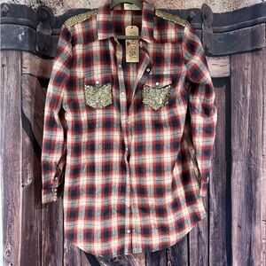 Red Plaid mini dress with Sequin Accents